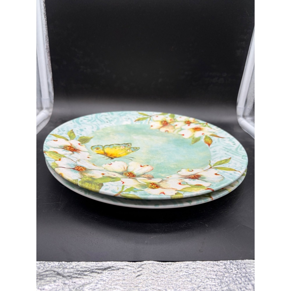 Cracker Barrel‎ Spring Social Susan Winget Butterfly Salad Plates Set of 2 Teal